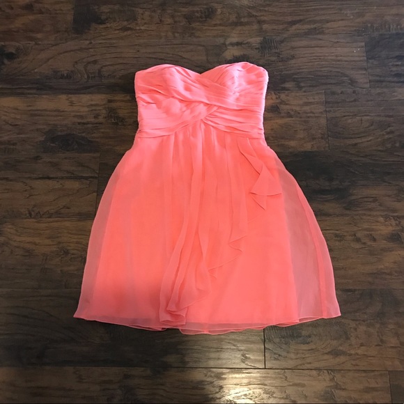 David’s Bridal coral chiffon dress - Picture 2 of 4